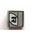 Dark Bluish Gray Slope 30 1 x 1 x 2/3 with Black 'R' Pattern (Sticker) - Set 8647