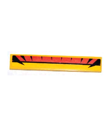 Yellow Tile 1 x 6 with Red, Black and Yellow Lines and 10 Black Triangular Shapes Pattern (Sticker) - Set 8228