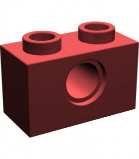 Dark Red Technic, Brick 1 x 2 with Hole