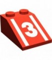 Red Slope 33 3 x 2 with Number 3 Pattern