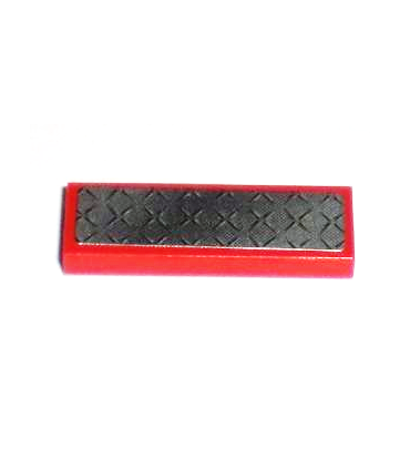 Red Tile 1 x 3 with Silver Tread Plate Fade Pattern (Sticker) - Set 8195