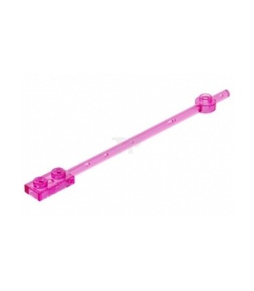 Trans-Dark Pink Bar 12L with 1 x 2 Plate End Hollow Studs and 1 x 1 Round Plate End