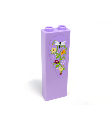 Lavender Brick 1 x 2 x 5 with Dragonfly and Flowers Pattern (Sticker) - Set 41095