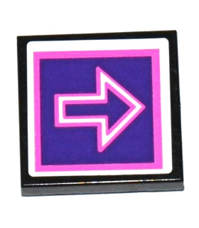 Black Tile 2 x 2 with Pink and White Arrow Outlines on Dark Purple Background Pattern (Sticker) - Set 41130
