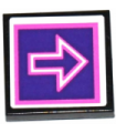 Black Tile 2 x 2 with Pink and White Arrow Outlines on Dark Purple Background Pattern (Sticker) - Set 41130