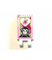 White Tile, Modified 2 x 3 with 2 Clips with Black Monkey, Magenta Cross and Bright Pink Border Pattern (Sticker) - Set 41058