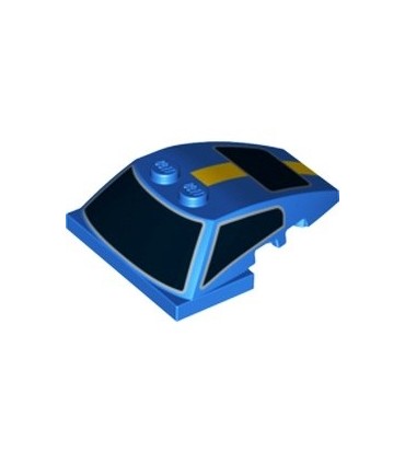 Blue Wedge 5 x 4 x 1 1/3 with 2 x 4 Base with Windows and Yellow Stripe Pattern