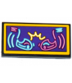Black Tile 2 x 4 with Bumper Cars Neon Sign Pattern (Sticker) - Set 41133