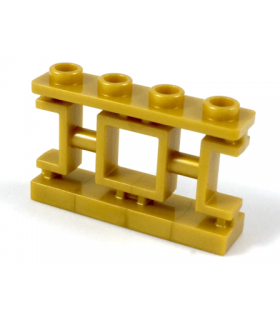 Pearl Gold Fence 1 x 4 x 2 Ornamental Asian Lattice with 4 Studs