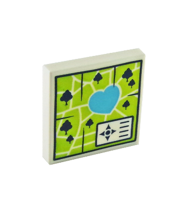 White Tile 2 x 2 with Map Heartlake Park Pattern
