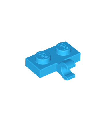 Dark Azure Plate, Modified 1 x 2 with Clip Horizontal on Side