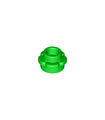 Bright Green Plate, Round 1 x 1 with Flower Edge (5 Petals)