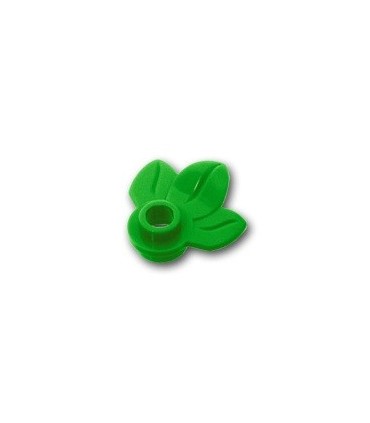 Bright Green Plant Plate, Round 1 x 1 with 3 Leaves