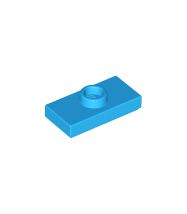 Dark Azure Plate, Modified 1 x 2 with 1 Stud with Groove and Bottom Stud Holder (Jumper)