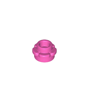 Dark Pink Plate, Round 1 x 1 with Flower Edge (5 Petals)