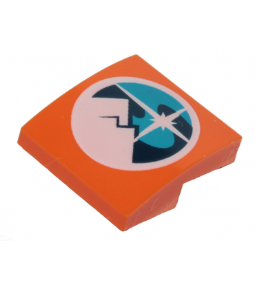 Orange Slope, Curved 2 x 2 No Studs with Dark Blue, Dark Azure and White Arctic Logo Pattern