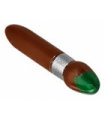 Reddish Brown Minifig, Utensil Paint Brush with Silver Ring and Green Tip Pattern