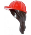Red Minifigure, Headgear Helmet Construction with Dark Brown Ponytail Hair Pattern