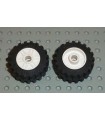 White Wheel 18mm D. x 14mm with Pin Hole, Fake Bolts and Shallow Spokes with Black Tire 30.4 x 14 Offset Tread