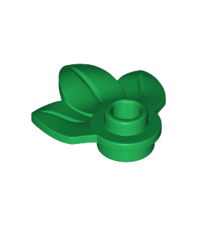 Green Plant Plate, Round 1 x 1 with 3 Leaves