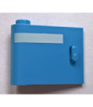 Medium Blue Door 1 x 3 x 2 Left - Open Between Top and Bottom Hinge (New Type) with Horizontal White Line Pattern
