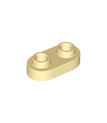 Tan Plate, Modified 1 x 2 Rounded with 2 Open Studs