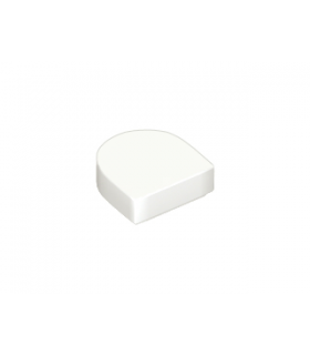 White Tile, Modified 1 x 1 Half Circle Extended (Stadium) with Groove