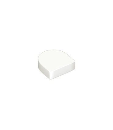 White Tile, Modified 1 x 1 Half Circle Extended (Stadium) with Groove