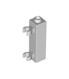 Light Bluish Gray Brick, Modified 1 x 1 x 3 with 2 Clips Vertical - Hollow Stud