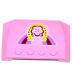 Bright Pink Wedge 4 x 6 x 2/3 Triple Curved with Horseshoe and Flower Pattern (Sticker) - Set 3186