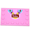 Bright Pink Tile, Modified 4 x 6 with Studs on Edges with Medium Azure Handles, Horseshoe and 'Robin' (Sticker)