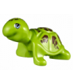 Lime Turtle, Friends / Elves with Bright Light Blue Eyes and Reddish Brown Spots Pattern