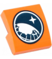 Orange Slope, Curved 2 x 2 No Studs with Dark Blue and White Arctic Explorer Logo Pattern