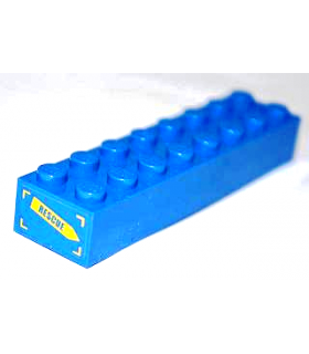 Blue Brick 2 x 8 with 'RESCUE' on Yellow Arrow Pattern on End (Sticker) - Set 4439
