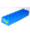 Blue Brick 2 x 8 with 'RESCUE' on Yellow Arrow Pattern on End (Sticker) - Set 4439