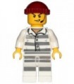 Sky Police - Jail Prisoner 86753 Prison Stripes, Scowl with Open Mouth and Headset, Dark Red Knit Cap