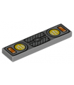 Dark Bluish Gray Tile 1 x 4 with Yellow and Orange Headlights and Grille Pattern