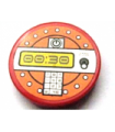 Red Tile, Round 2 x 2 with Gray '00:30' Digital Display Pattern (Sticker) - Set 8630