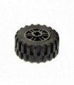 Black Wheel 18mm D. x 14mm with Pin Hole, Fake Bolts and Shallow Spokes with Black Tire 30.4 x 14 Offset Tread