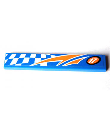 Blue Tile 1 x 6 with White '17' and White Checkered Pattern (Sticker) - Set 60005