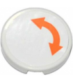 White Tile, Round 2 x 2 with Orange Curved Arrow Double on White Background Pattern (Sticker) - Set 60014