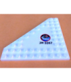White Wedge, Plate 10 x 10 Cut Corner with no Studs in Center with Space Center Logo and 'JM 3367' Pattern Model Left Side