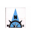 White Tile 2 x 2 with Groove with Compass North 'N' in Light Blue Pointer Pattern