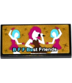 Black Tile 2 x 4 with 'B F F BEST FRIENDS' and Female Singer and Dancers on Gold Background Pattern (Sticker) - Set 41106