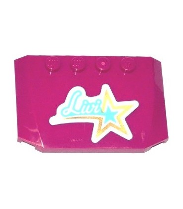 Magenta Wedge 4 x 6 x 2/3 Triple Curved with 'Livi' and Gold and Medium Azure Star Pattern