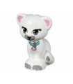 White Cat, Friends, Sitting w/ Medium Azure Eyes and Collar w/ Bright Pink Heart Tag, Black Nose and Light Bluish Gray Patches