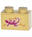 Tan Brick 1 x 2 with Lizard on Wall Pattern (Sticker) - Set 41074