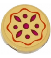 Tan Tile, Round 2 x 2 with Bottom Stud Holder with Fruit Pie Pattern (Sticker) - Set 41074