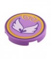 Medium Lavender Tile, Round 2 x 2 with Bottom Stud Holder with Elves Wind Power Icon Pattern