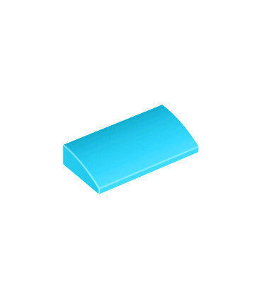 Medium Azure Slope, Curved 2 x 4 x 2/3 No Studs with Bottom Tubes